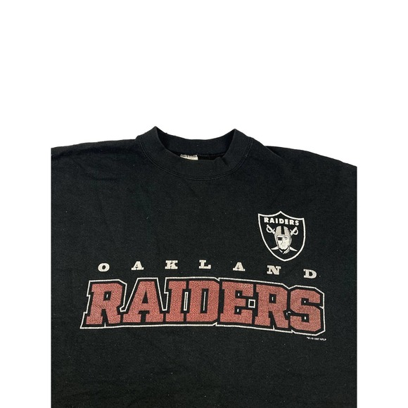 Vintage Oakland Raiders Spellout Logo Crewneck Sweatshirt XL Las Vegas Faded - Picture 2 of 5
